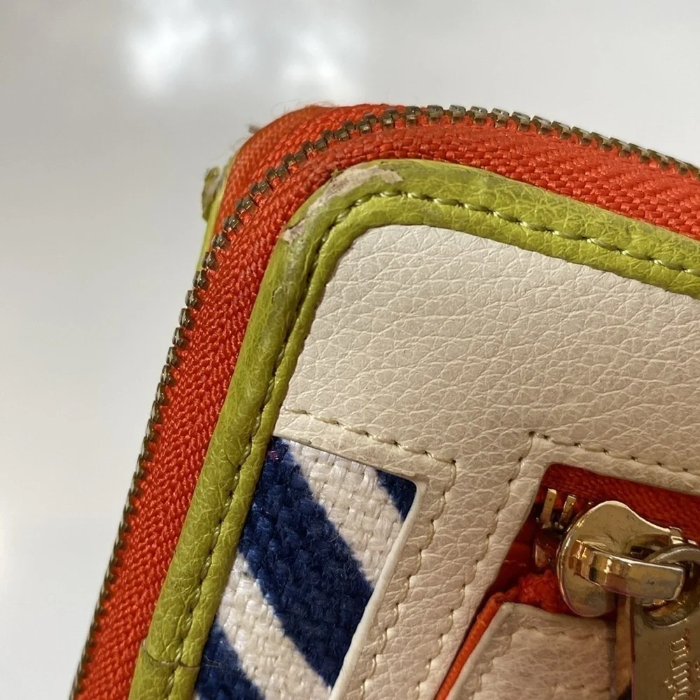 Spartina‎ 449 Haig Point Yacht Club Linen Wristlet Navy Cream, Orange, and Green
